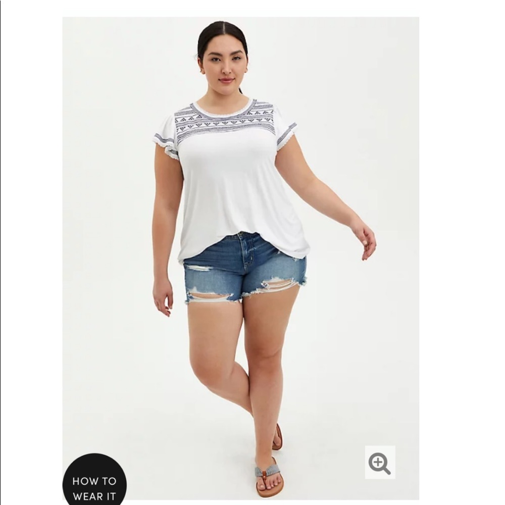 Torrid Flutter Sleeve Super Soft Top With Embroid… - image 1